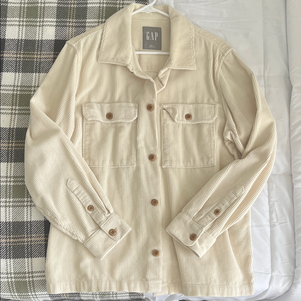 GAP Cream Corduroy Button-Up Jacket